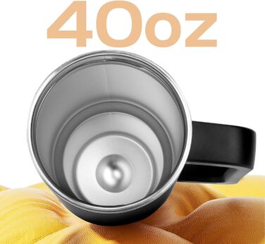 Термокружка WALLFID 40oz з нержавіючої сталі, вакуумна ізоляція, з кришкою, 3 трубочки та щітка для чищення, для гарячих та холодних напоїв, ідеальна для кави, чаю, смузі та іншого