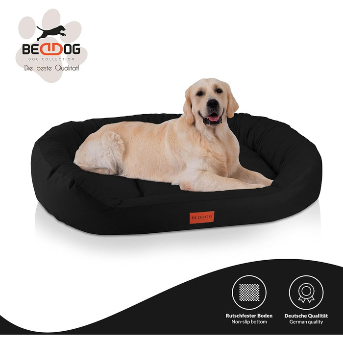 Льожа для собак середніх порід - BedDog: крісло-гніздо, крісло-корзина, диван для собак, чорний (105x85x21 см)