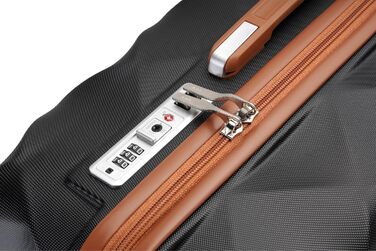 Чемодан British Traveller Mittelgroßer 64x43x26.5 см з ABS+PC, TSA-замок, 4 колеса (Чорний/Коричневий, M(64см 57л))