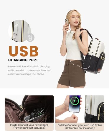 LOVEVOOK Рюкзак для жінок, великий, 15.6 дюймів, сумка для ноутбука, водонепроникний, шкільний рюкзак для дівчаток-підлітків, чорний, елегантний, сумка для роботи, для школи, університету, подорожей, 15.6 дюймів (15.6', Бежево-чорний-коричневий)