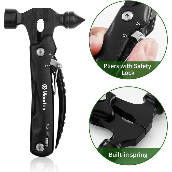 Мультитул 14-в-1 для чоловіків: кемпінговий аксесуар, подарунок на день народження, Різдво, подарунок для тата. Мультиінструмент-молоток для виживання