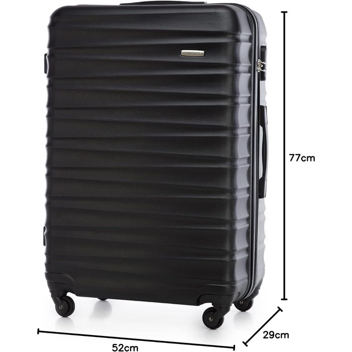 Валіза на колесах WITTCHEN Groove Line L, велика, чорна, ABS, з кодовим замком, для авіакомпаній Lufthansa/Eurowings/Ryanair