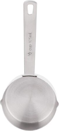 Stainless steel measuring cup 304, metal measuring spoons, baking measuring spoons with scale, cake measuring spoons for the kitchen, kitchen scale (size: 1/3 cup 80 ml) (1/2 cup 125 ml)