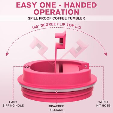 Термокружка для кави з кришкою 380мл, з подвійними стінками, з нержавіючої сталі, для гарячих та холодних напоїв (Рожевий)