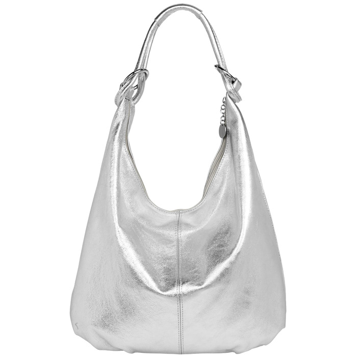 Сумка жіноча Caspar Vintage з велюрової шкіри (сріблястий металік) - Made in Italy - Модель №617