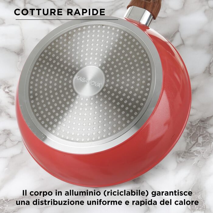 Набір посуду KASANOVA Golden 5 8 предметів: каструлі та сковороди для індукції та всіх плит, антипригарне покриття з кораловим ефектом