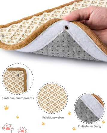 Килимок для котів JanYoo від подряпин, сизаль, 60x25 см (2 шт.), коричневий/бежевий