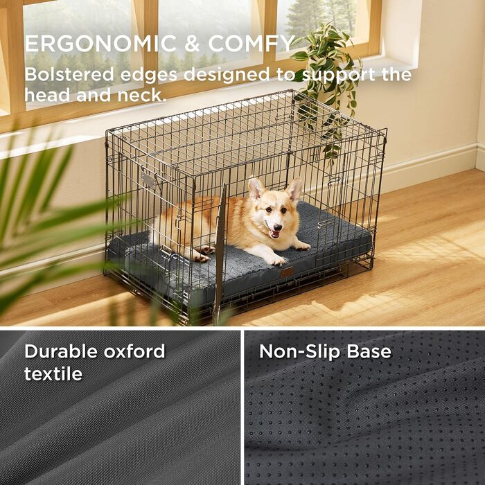 Ортопедичне ліжко для собак BEDSURE - великі породи, 112x81x7.6 см, м'яке, миється, ліжко-матрац для собак, сірий (L 89 x B 56 x H 8 см)