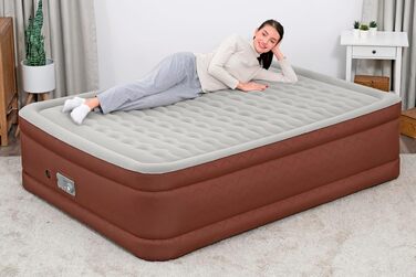 Повітряний матрац двопомісний Bestway AlwayzAire Fortech Comfort Choice+ з насосом, 203 x 152 x 51 см, навантаження 350 кг, USB-порти, нічник, сумка та ремкомплект