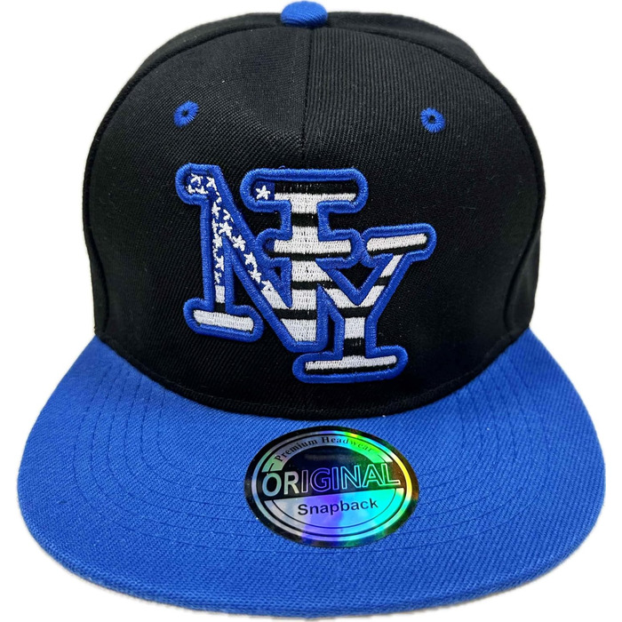 Кепка Snapback USA з принтом NY, блакитна, універсальний розмір
