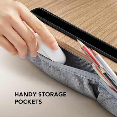 Підставка для ноутбука HUANUO для ліжка, 15.6 дюймів, з антиковзними смугами та функцією зберігання, для дому, офісу або навчання, коричнева текстура дерева