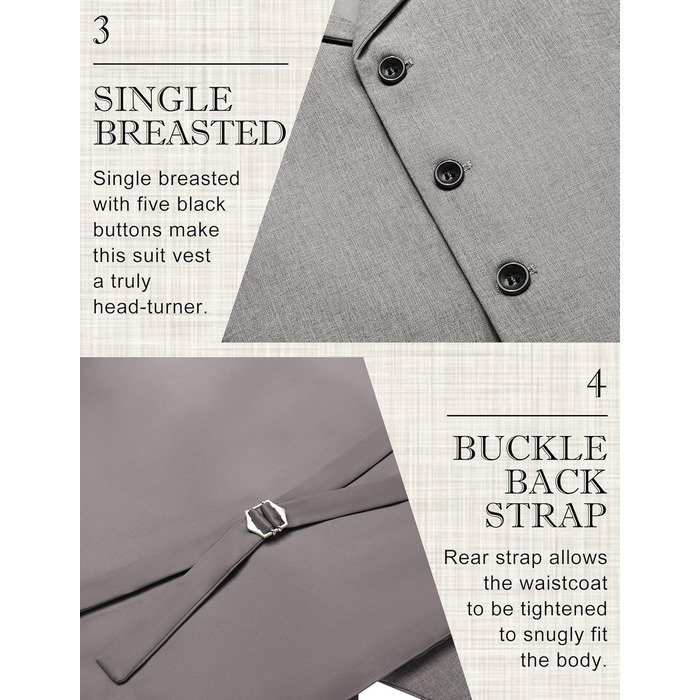 Жилет чоловічий COOFANDY, вузький крій, лаконічний дизайн, сірий