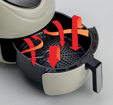 Ariete Air Fryer XXL 4618, Hot Air Fryer 7 Liter, 60-Minute Timer, LCD and Touchscreen with 7 Cooking Levels, Maximum Temperature 200° C, Capacity 2.5Kg, 1800W, Beige