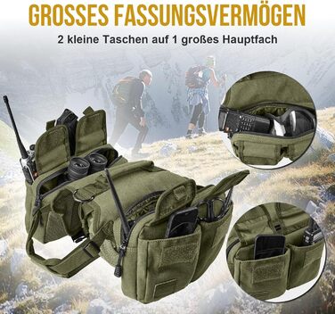 Шлейка для собак OneTigris з рюкзаком Hoppy Camper 3.0, зелена, для середніх/великих собак, рюкзак для собак з 2 основними та 4 додатковими кишенями