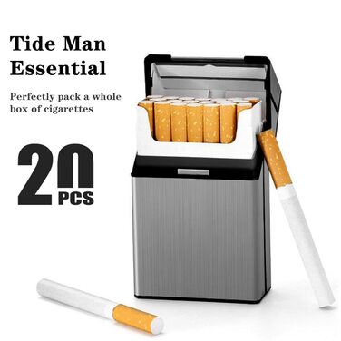 Металеве тютюнопакувальник LiRiQi на 20 сигарет (2 шт.) з магнітною застібкою, сірий та чорний кольори