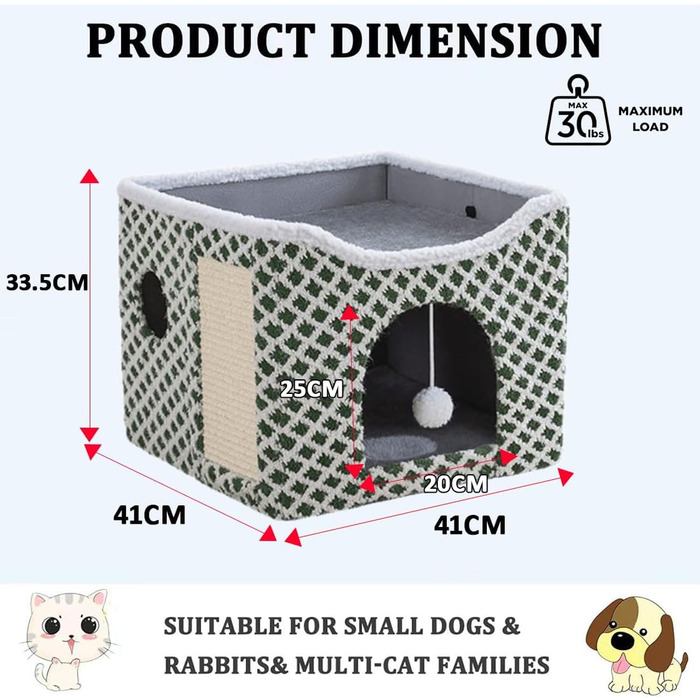 Кігтеточка-будиночок для котів ERNAN Katzenhöhle, зелена, S
