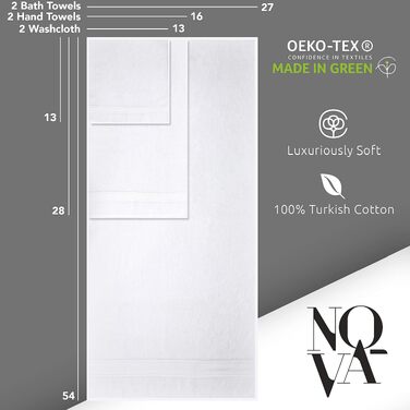 Набір розкішних турецьких рушників для ванної NOVA Luxury Linen, готельна якість, 6 предметів, колір Mirage Grey