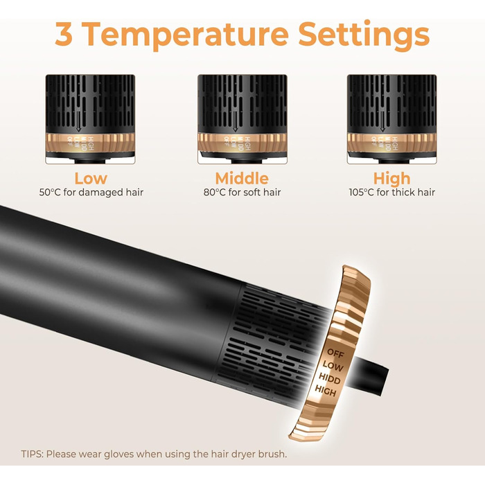 Фен-щітка 5-в-1 Airstyler Pro 1000W з регулюванням напрямку повітря, іонізація, для створення об'єму, локонів та укладки волосся (сірий)