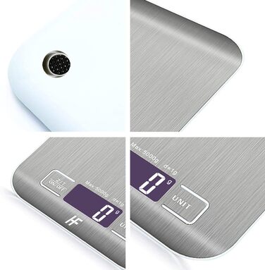 Кухонні ваги HomeFashion: високоточні, нержавіюча сталь, 5 кг, 1 г, LCD дисплей, функція тарування, 6 одиниць вимірювання, батарейки в комплекті