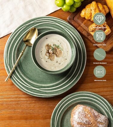 Набір керамічного посуду GBHOME, 12 предметів, ручної роботи, реактивна глазур, для 4 осіб, білий (Aktiv Weiß)