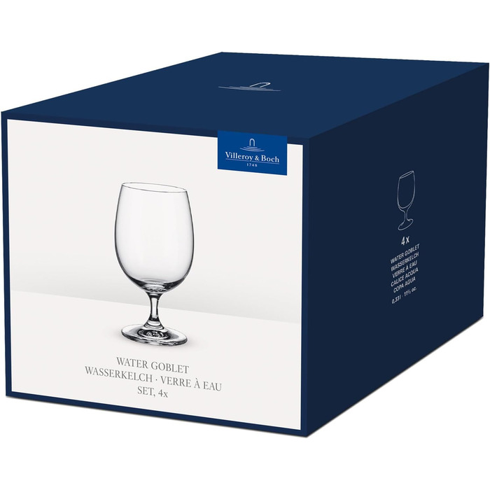 Набір склянок Villeroy & Boch La Divina для віскі, джину та тоніку, 4 шт, 250 мл, кришталь, придатні для миття в посудомийній машині