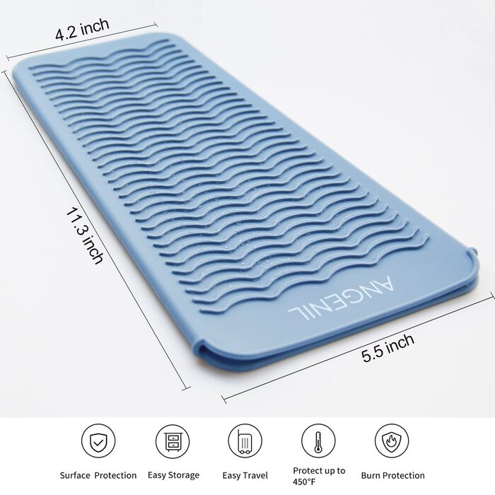 Випрямляч для волосся ANGENIL Pro Twist 2-в-1 (праска та щипці), кераміка, 130-230°C, блакитний + силіконовий килимок
