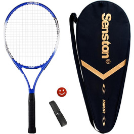 Senston Tennis Racket - One-Piece Design with Carry Bag, Overgrip & Vibration Dampener (Blue, 25 Inch)