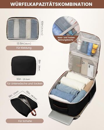 Рюкзак ручної поклажі OVEVOOK для подорожей, 40 л, водонепроникний, з відділенням для ноутбука 17