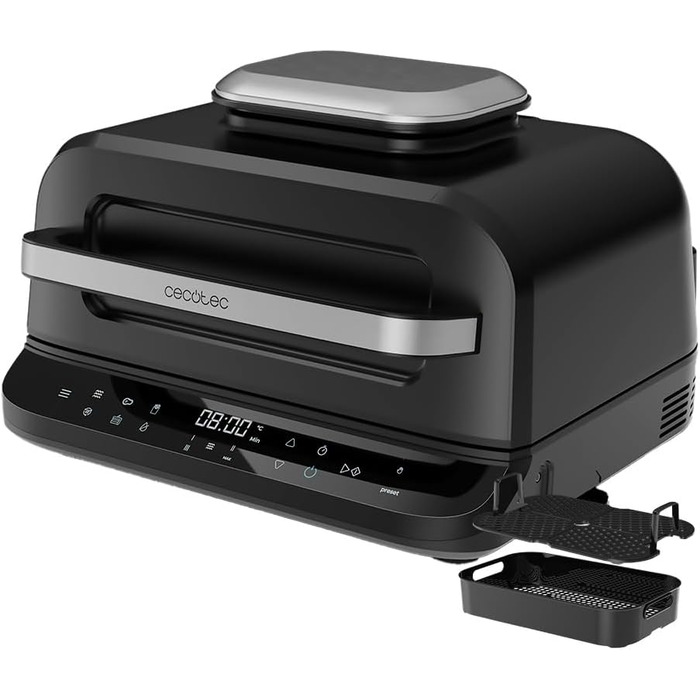 Cecotec Oil-Free Grill Air Fryer 6 L Cecofry FireDome 6000. Air Fryer. 2400 W, 6 cooking modes and 4 grilling levels, adjustable thermostat, including temperature sensor and 6-liter accessories.