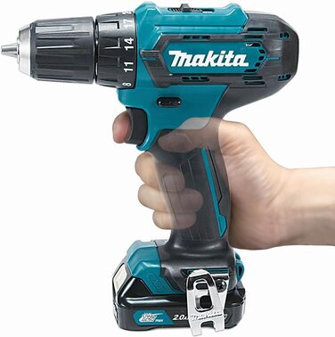Акумуляторний дриль-шурупокрут Makita DF333DSAE 12V, 2.0Ah, 2 акумулятори + зарядний пристрій у транспортному кейсі, чорний/синій