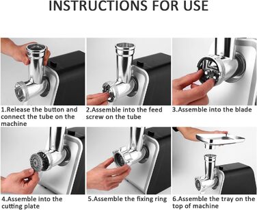 Електрична м'ясорубка Profi 1500 Вт 4-в-1 з контейнером для зберігання, набором для ковбас, 3 дисками та насадкою для печива - для дому