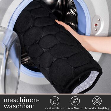 Набір килимків для ванної кімнати chakme (2 шт.), пам'ятна піна Cobblestone, поглинаючі протиковзкі килимки для підлоги, ванни та туалету, чорні