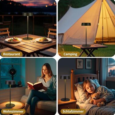 Сонярна LED-лампа Suright настільна бездротова, з USB-C зарядкою, регульована яскравість, 3 режими кольору, IP65 вологостійка, для дому та саду, чорна