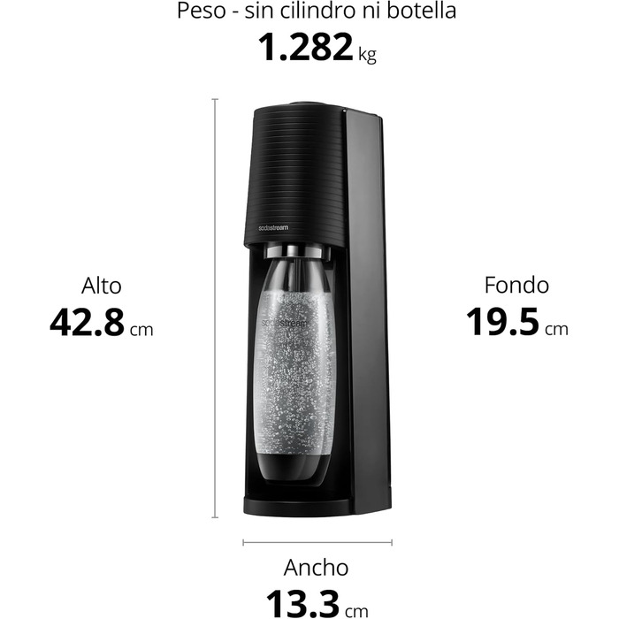 SodaStream Set: Газована вода вдома – машина для газування, циліндр CO2 60л, пляшка FUSE 1л, 2 пляшки My Only Bottle 0.5л, чорний колір
