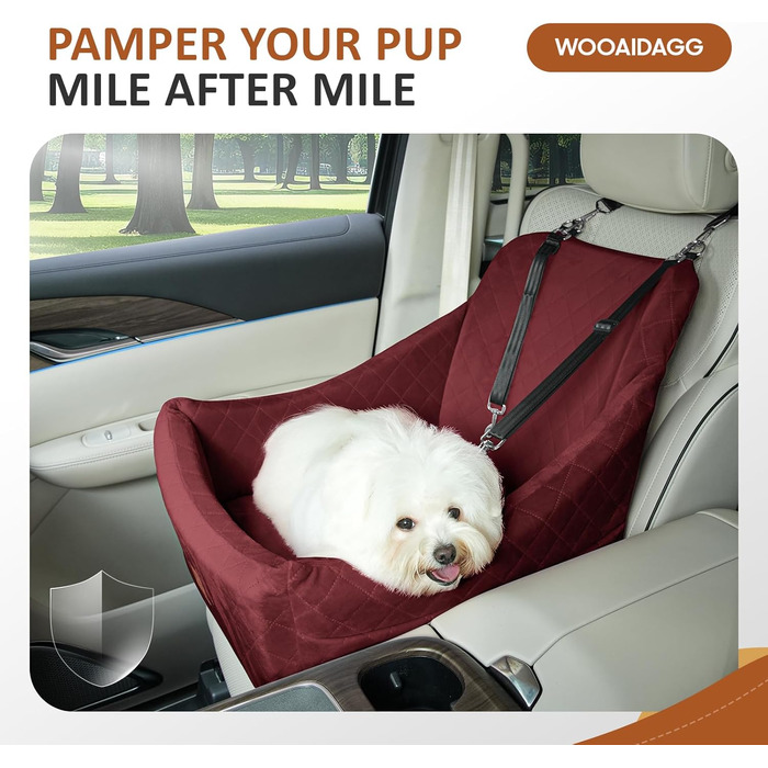 Автокрісло для собак середніх порід, переноска для тварин у машину з кріпленням ременем безпеки, знімна та пральна, з регульованими ременями, 3 ремені (Чорний) (Red, Medium)