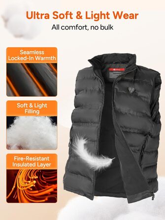 Обогревна жилетка Dr. Prepare для чоловіків та жінок, електроопалювальна жилетка з регулюванням температури, унісекс, з акумулятором, для активного відпочинку, спорту та подорожей (XL, Обогревна жилетка з Powerbank)