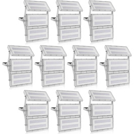 Viugreum Upgrade LED Spotlight 24000LM Spotlight Outdoor IP65 Outdoor Floodlight 6500K Floodlight Cold White Spotlight Outdoor Floodlight Floodlight with 50cm Cable for Backyard Driveway Garage Hallway (10 PACK 300W)