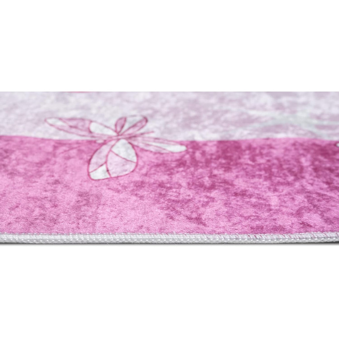 Дитячий килим TAPISO Emma, рожевий, 80x150 см, з антиковзким покриттям, принт, ÖKO-TEX, машинне прання 30°C