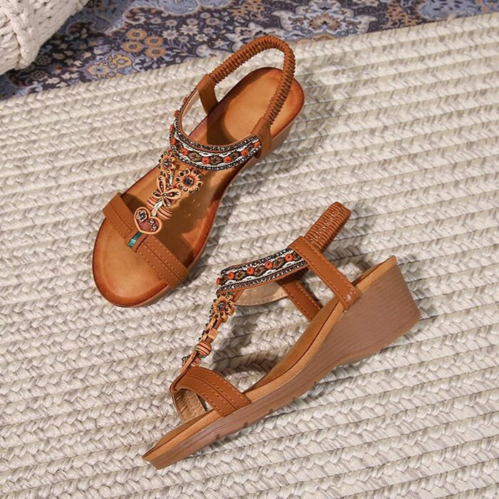Босоніжки жіночі Slingback ортопедичні літні, коричневі (A7 Braun, 40 EU) - зручні сандалі для широкої стопи та вальгусної деформації