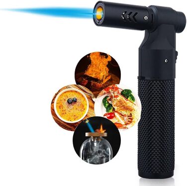 Лампа-пальник Promise з регульованим полум'ям Jet Flame, наповнювана бутаном, для свічок, приготування їжі, гриля, зварювання, полювання (чорна)