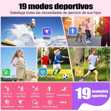 Дитячий розумний годинник для дівчаток та хлопчиків, 1.5' фітнес-трекер з 19 спортивними режимами, моніторингом сну, серцевого ритму, крокомером, IP68 водонепроникний, подарунок для дітей 6-15 років, рожевий