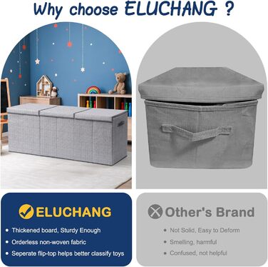 Велика складана коробка для зберігання іграшок ELUCHANG з кришкою, 147 л, для дитячої кімнати, одягу, іграшок, сіра