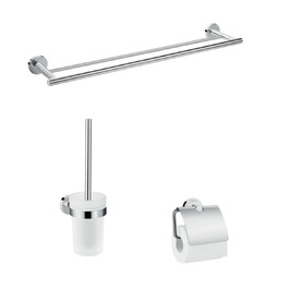 Тримач для туалетного паперу Hansgrohe Logis Universal, настінний, приховане кріплення, хром, комплект аксесуарів (3 шт), 41726000