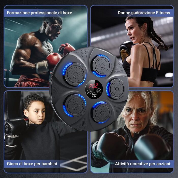 NVKHG Bluetooth Boxing Machine with Music - Portable Electronic Punching Bag for Adults & Kids with Boxing Gloves - Ideal Home, Office, Gym Equipment - XL