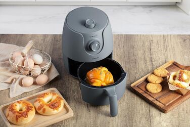 Фритюрниця без олії Mini 1.8L з таймером та підігрівом - 1200 Вт (Сірий)