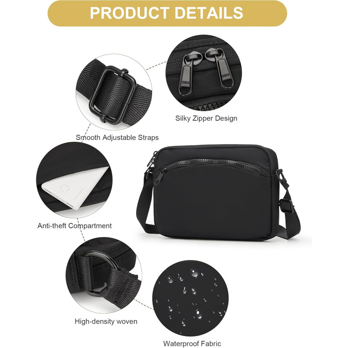 Чоловіча та жіноча поясна сумка Bauchtasche SZSYCN для спорту та активного відпочинку (чорна)