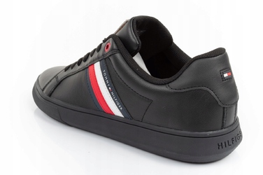 Оригінальні шкіряні кросівки Tommy Hilfiger на шнурівці, чорні, розмір 44