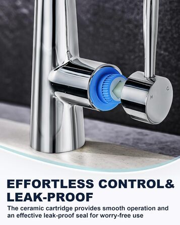 Змішувач кухонний iVIGA висувний з дощувачем, водоспад, 360° поворот, 3 режими, брашований нікель