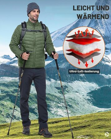 Чоловіча тепла куртка-пуховик Outdoor Ventures, компактна стібана куртка темно-синього кольору (3XL, Армійський зелений)