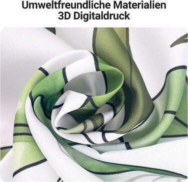 Штора для душу 300x200 см, зелені листки, антигрибкова, текстильна, з обтяженим краєм, водовідштовхувальна, поліестер, з кільцями та 16 гачками для ванної кімнати